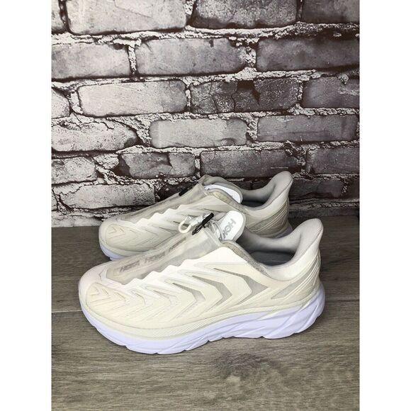 HOKA Project Clifton Blanc de Blanc Lunar Rock White Mesh Center Zip Gym Women 9 - Picture 13 of 16